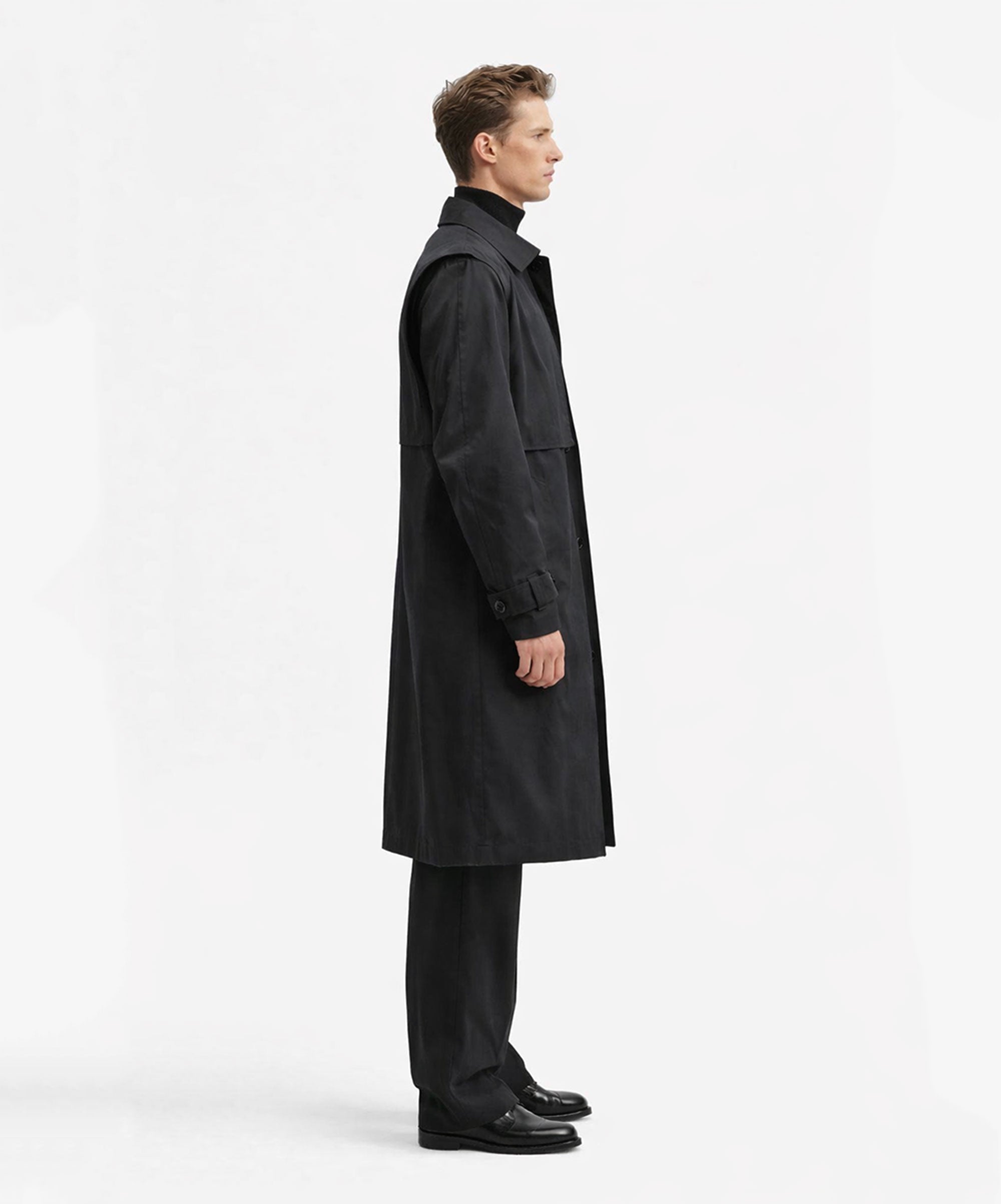 SHIFT BLACK TRENCH COAT - DE LA ROSA TULUM