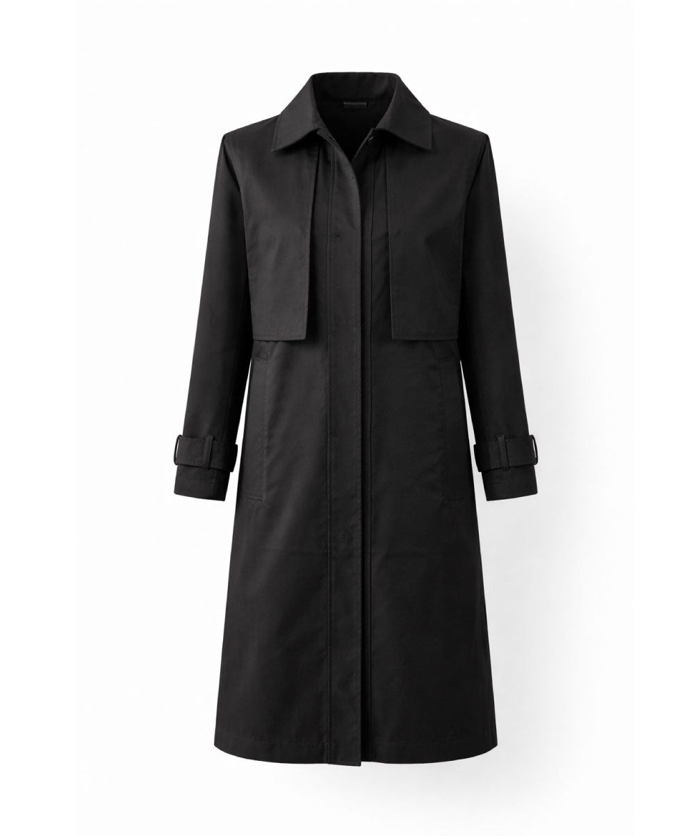 SHIFT BLACK TRENCH COAT - DE LA ROSA TULUM