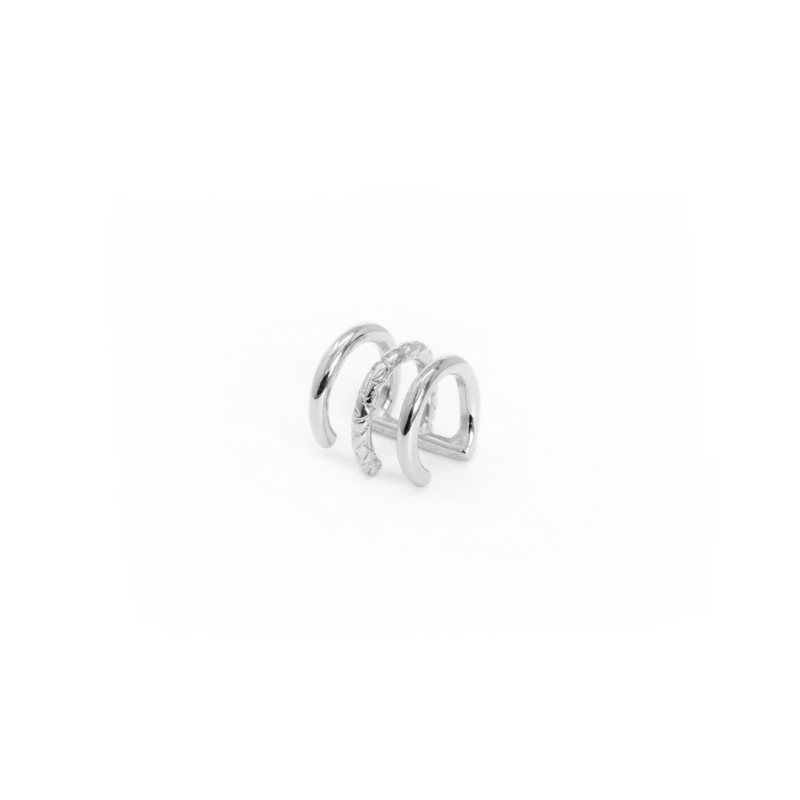 SNAKE SILVER TRIPLE-BAND EAR CUFF - DE LA ROSA TULUM