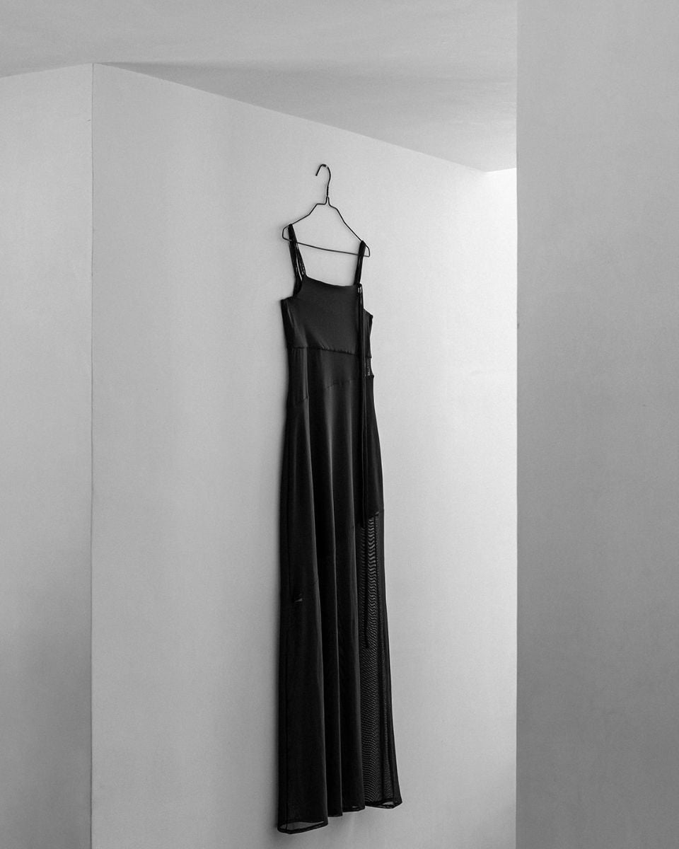 SECRET TRANSPARENT CUTOUTS FITTED LONG DRESS - DE LA ROSA TULUM