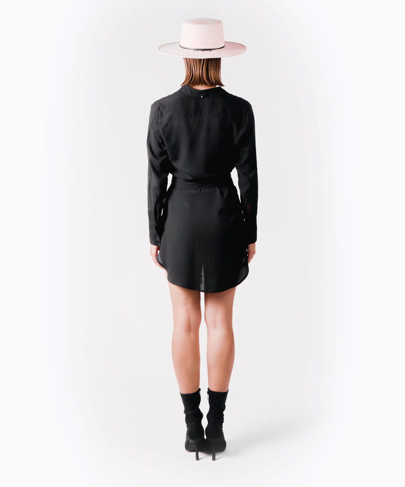 HUG BLACK VISCOSE SHIRT DRESS - DE LA ROSA TULUM