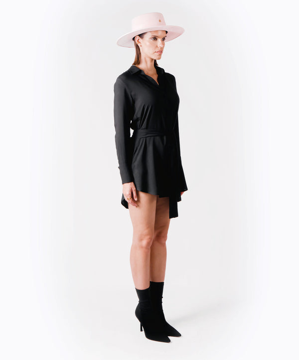 HUG BLACK VISCOSE SHIRT DRESS - DE LA ROSA TULUM