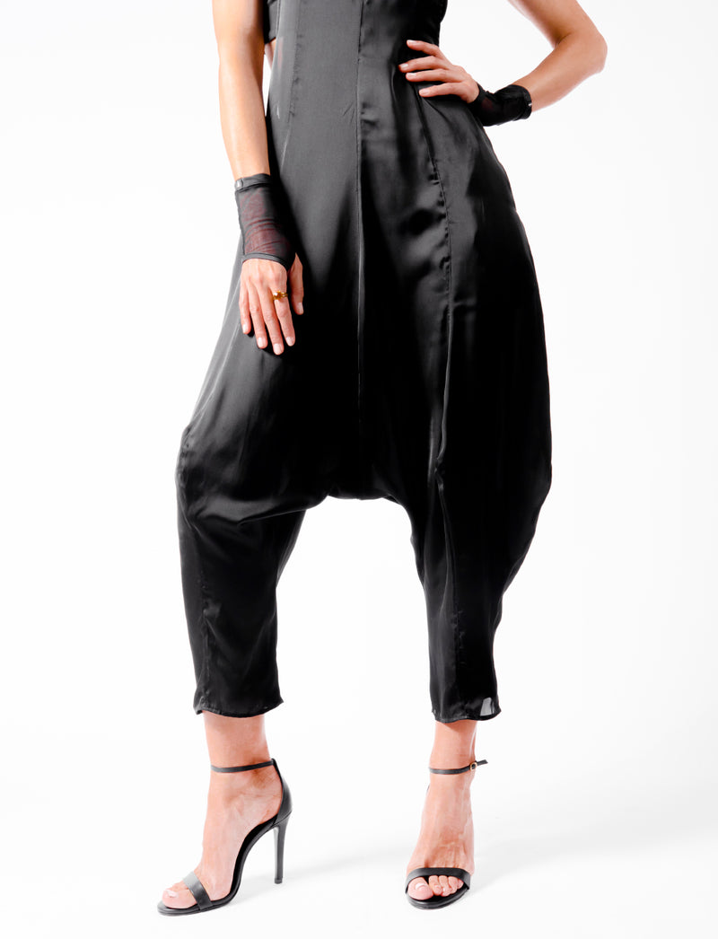 JUMPSUIT JUMP BLACK SATIN - DE LA ROSA TULUM