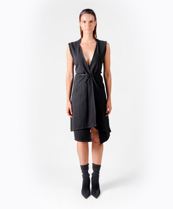 KINGDOM BLACK VEST DRESS - DE LA ROSA TULUM