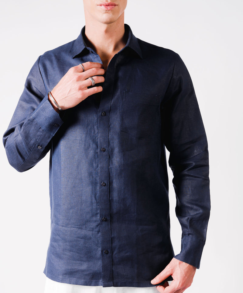 OPEN BUTTON BLUE SHIRT - DE LA ROSA TULUM