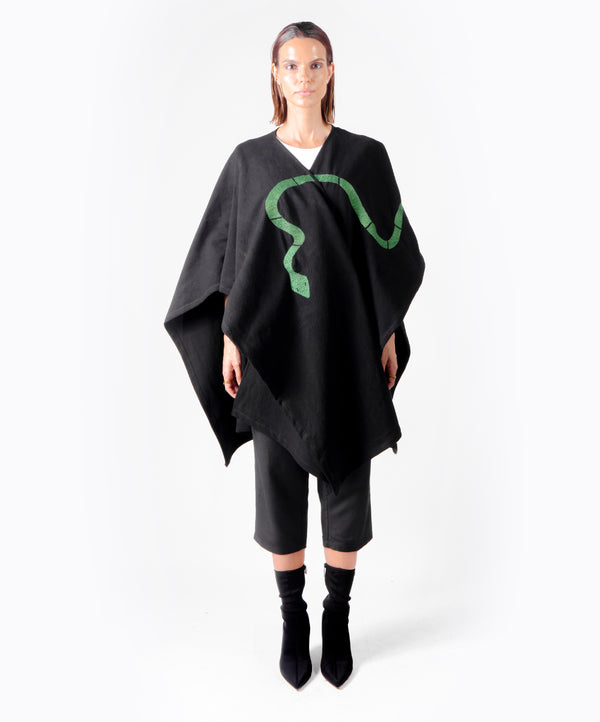 SNAKE BLACK PONCHO - DE LA ROSA TULUM