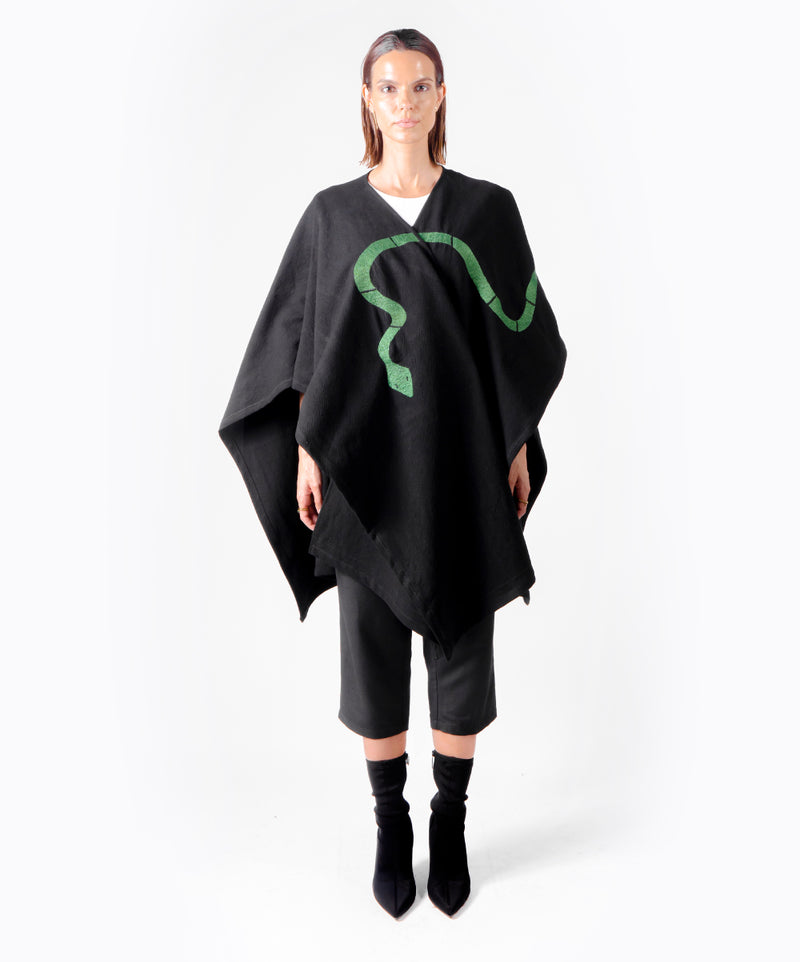 SNAKE BLACK PONCHO - DE LA ROSA TULUM