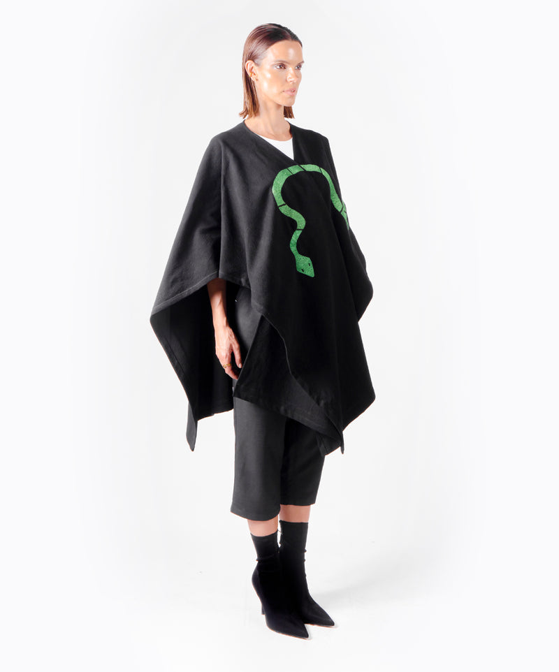 SNAKE BLACK PONCHO - DE LA ROSA TULUM