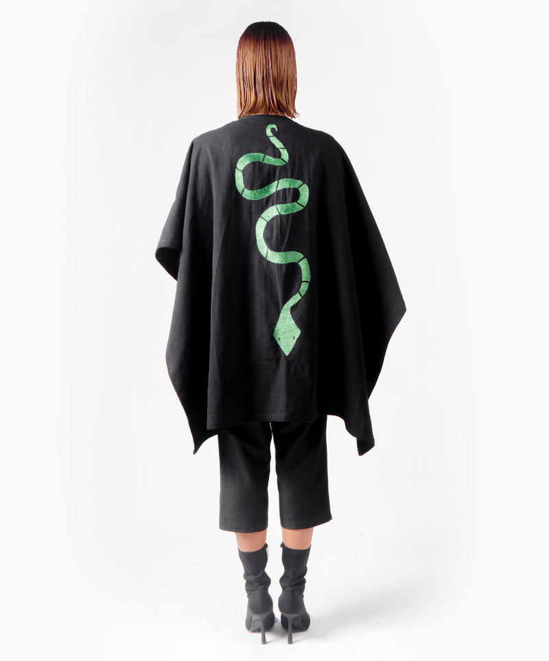 SNAKE BLACK PONCHO - DE LA ROSA TULUM