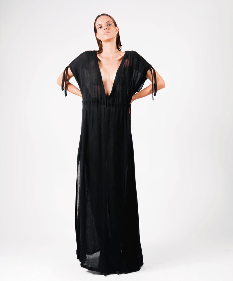 EPIC ADJUSTABLE LONG BLACK DRESS - DE LA ROSA TULUM