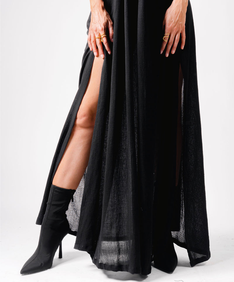 EPIC ADJUSTABLE LONG BLACK DRESS - DE LA ROSA TULUM