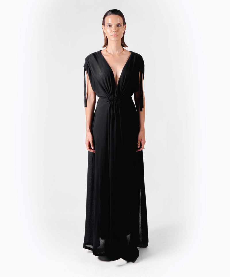 EPIC ADJUSTABLE LONG BLACK DRESS - DE LA ROSA TULUM