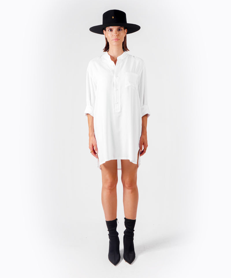 SHHHIRT WHITE VISCOSE SHIRT - DE LA ROSA TULUM