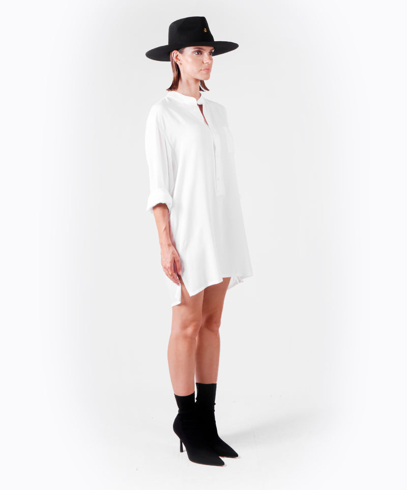 SHHHIRT WHITE VISCOSE SHIRT - DE LA ROSA TULUM