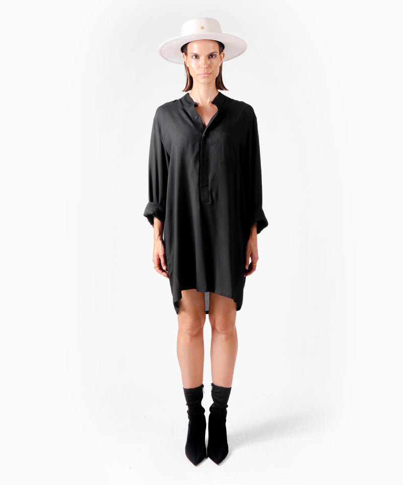 SHHHIRT BLACK VISCOSE SHIRT - DE LA ROSA TULUM