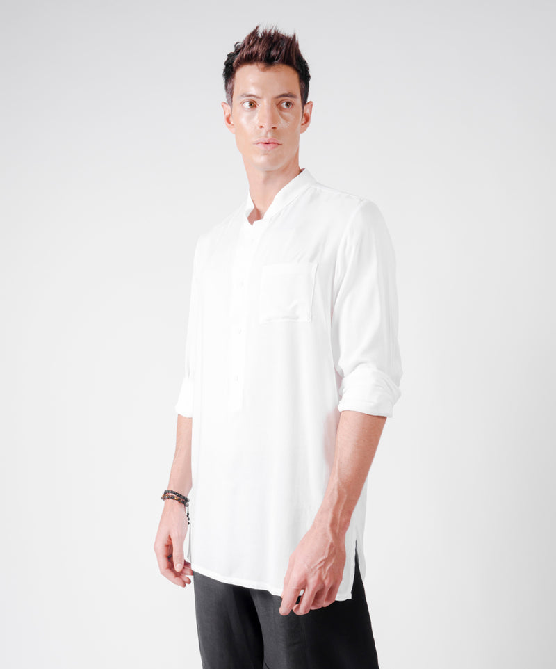 SHHHIRT WHITE VISCOSE SHIRT - DE LA ROSA TULUM