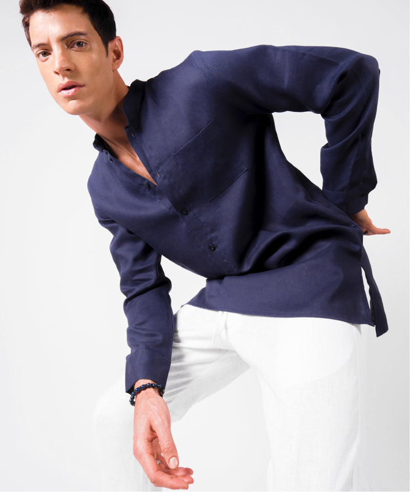 SHHHIRT BLUE LINEN SHIRT - DE LA ROSA TULUM