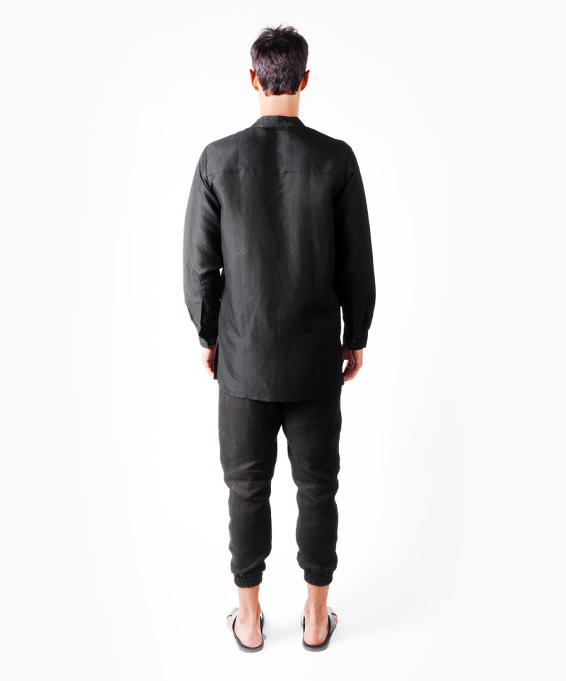 SHHHIRT BLACK LINEN SHIRT - DE LA ROSA TULUM