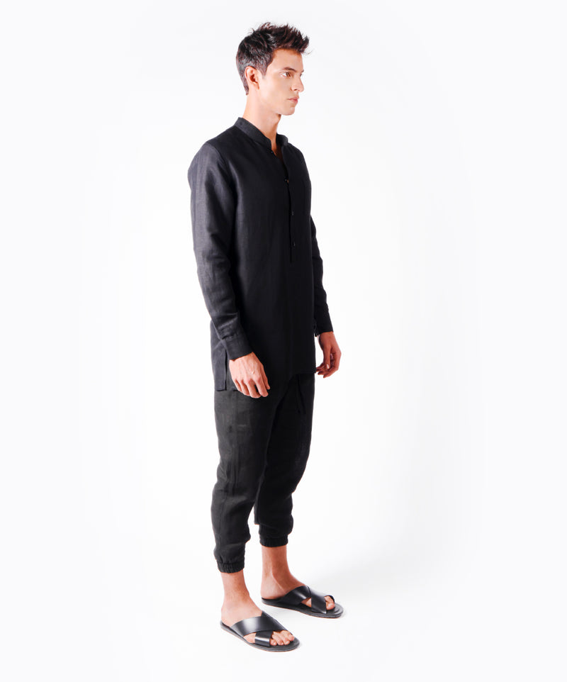 SHHHIRT BLACK LINEN SHIRT - DE LA ROSA TULUM