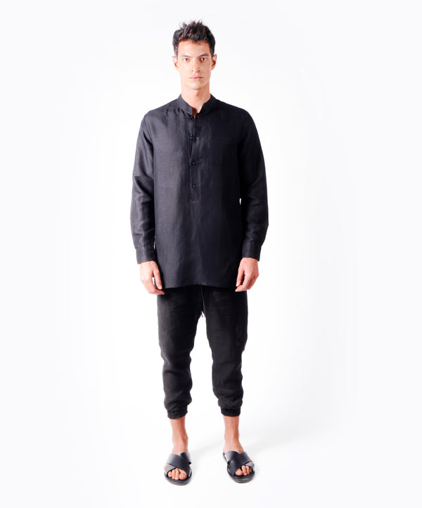 SHHHIRT BLACK LINEN SHIRT - DE LA ROSA TULUM