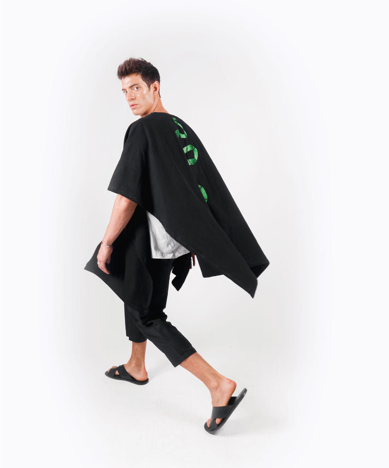 SNAKE BLACK PONCHO - DE LA ROSA TULUM