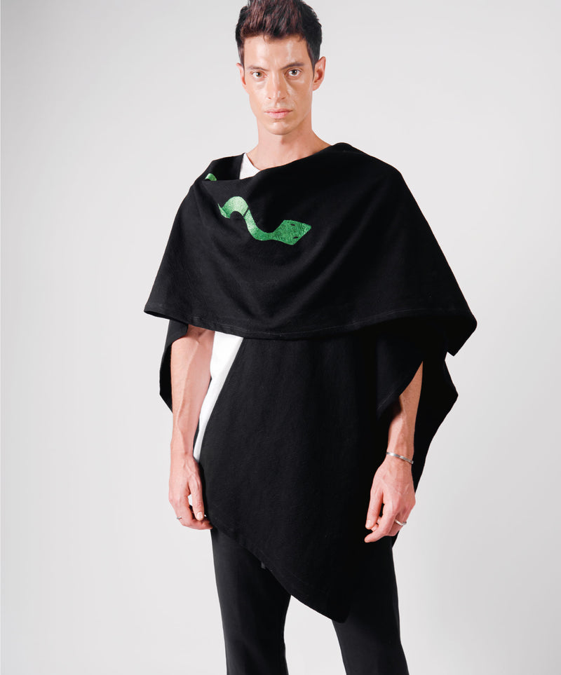 SNAKE BLACK PONCHO - DE LA ROSA TULUM