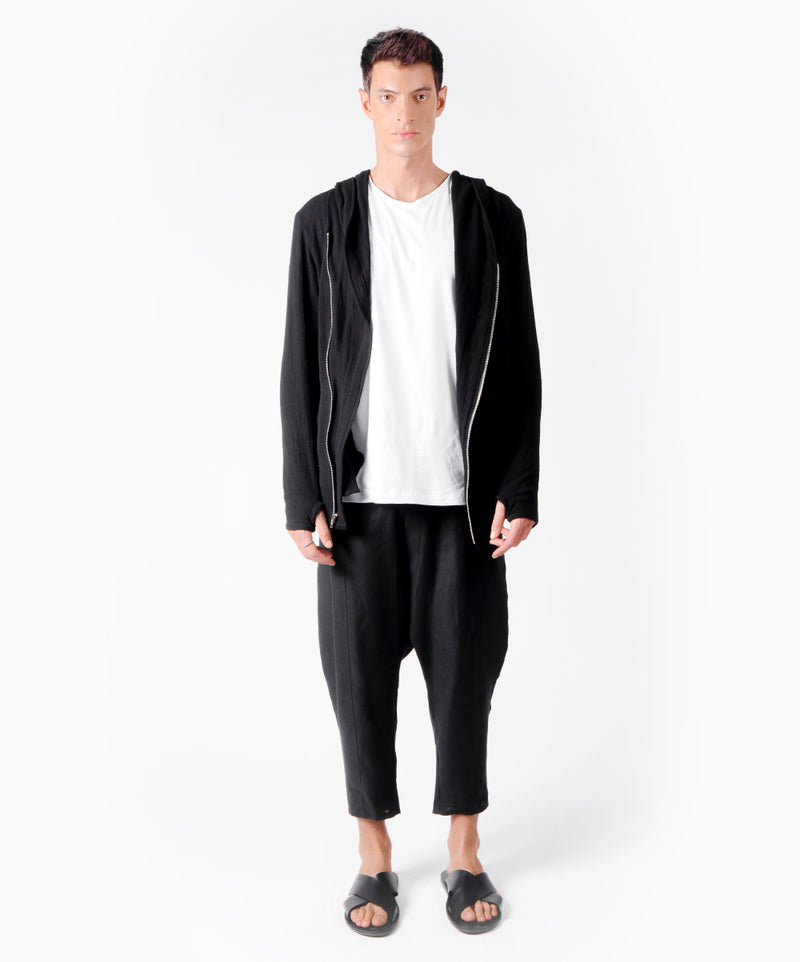 WANDER SHORT HOODIE BLACK COAT - DE LA ROSA TULUM