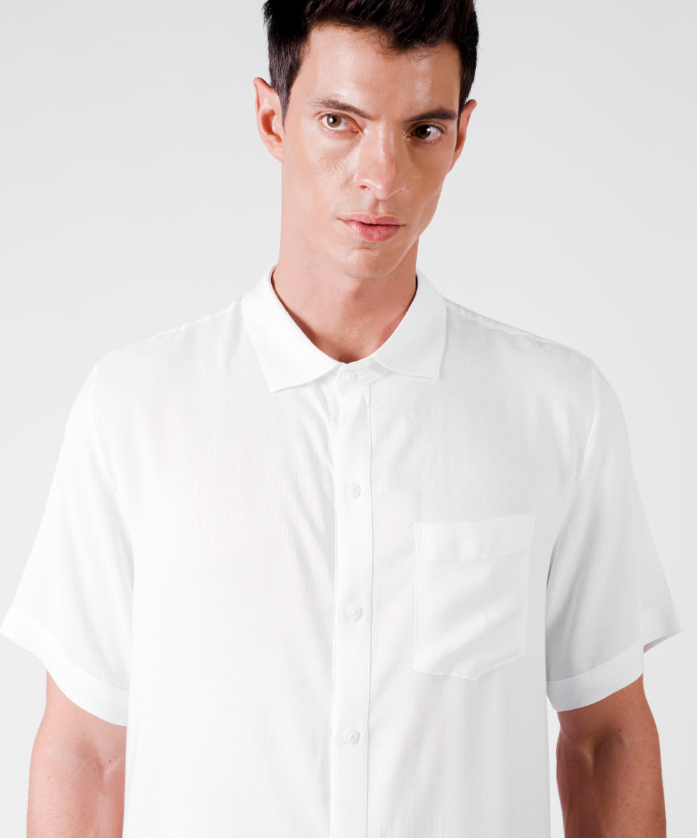FLY SHORT SLEEVE WHITE SHIRT - DE LA ROSA TULUM