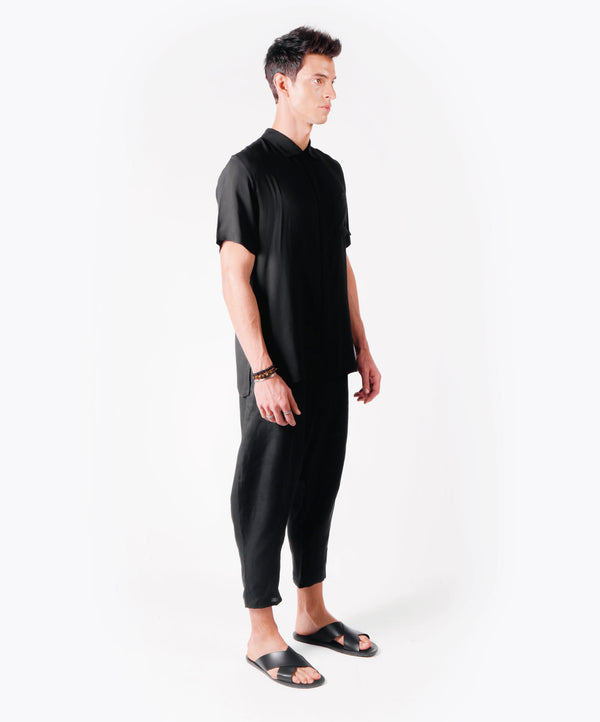 FLY SHORT SLEEVE BLACK SHIRT - DE LA ROSA TULUM