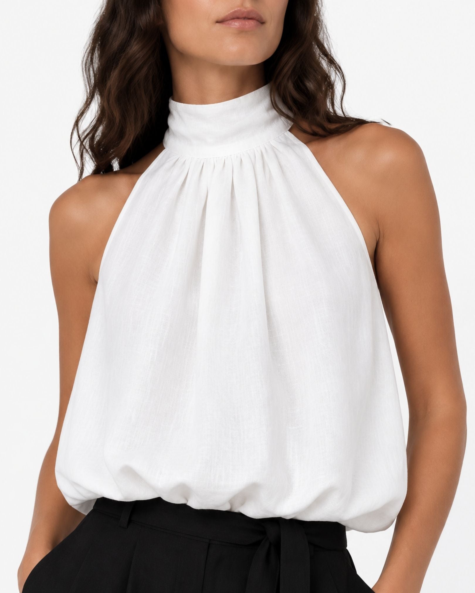 SWAN WHITE HALTER TOP