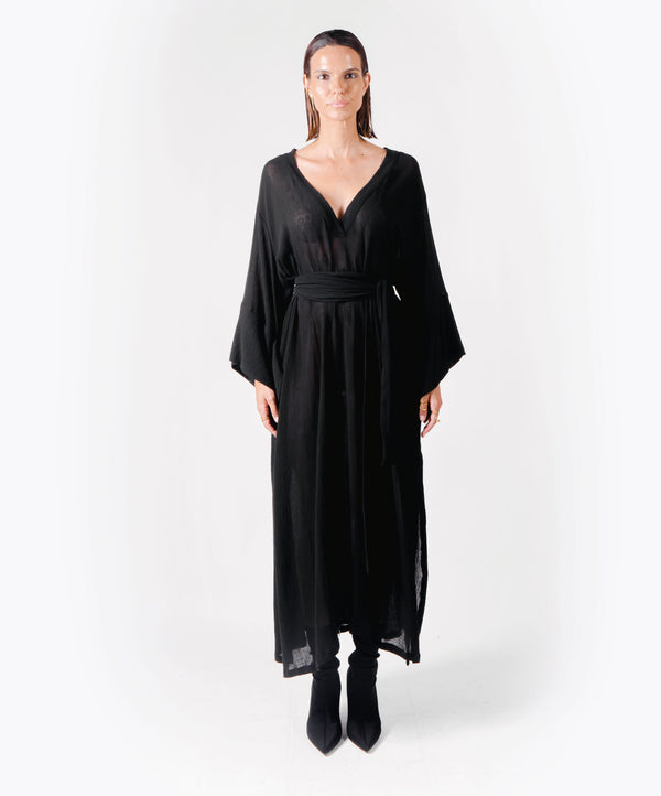 MORTICIA KAFTAN BLACK DRESS - DE LA ROSA TULUM