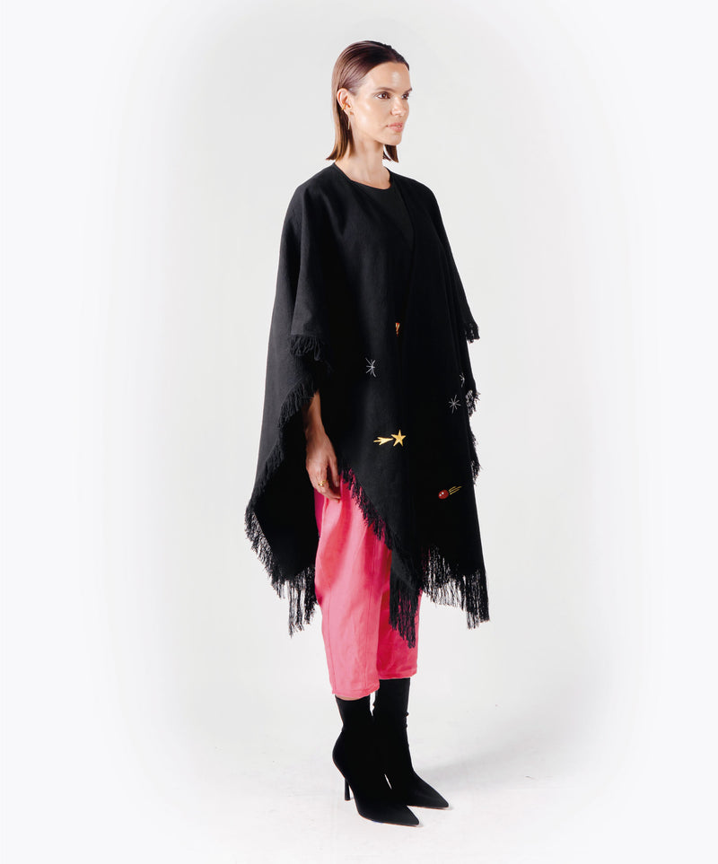 NO GRAVITY BLACK PONCHO - DE LA ROSA TULUM