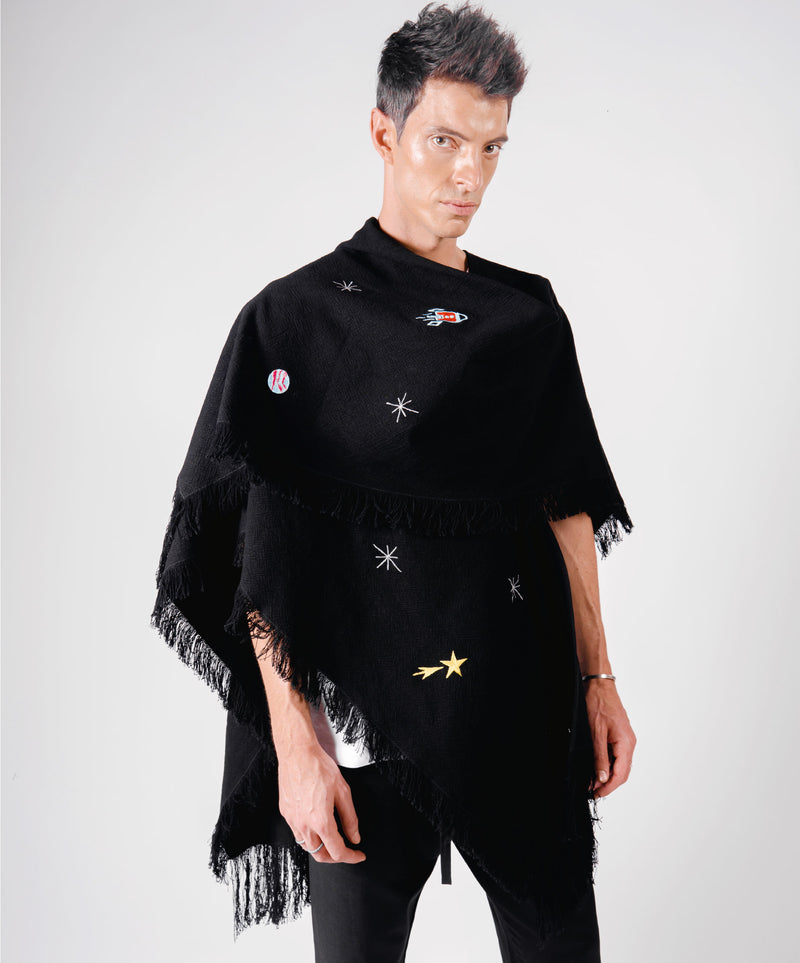 NO GRAVITY BLACK PONCHO - DE LA ROSA TULUM