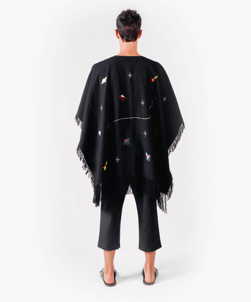 NO GRAVITY BLACK PONCHO - DE LA ROSA TULUM