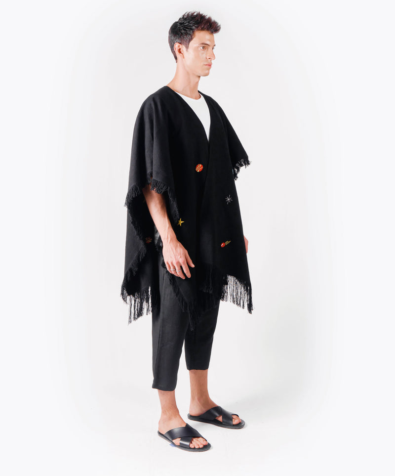 NO GRAVITY BLACK PONCHO - DE LA ROSA TULUM