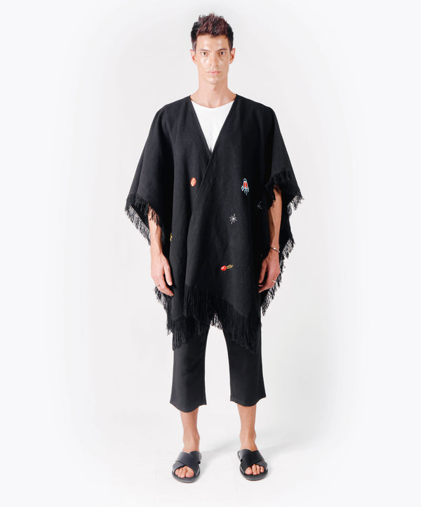 NO GRAVITY BLACK PONCHO - DE LA ROSA TULUM