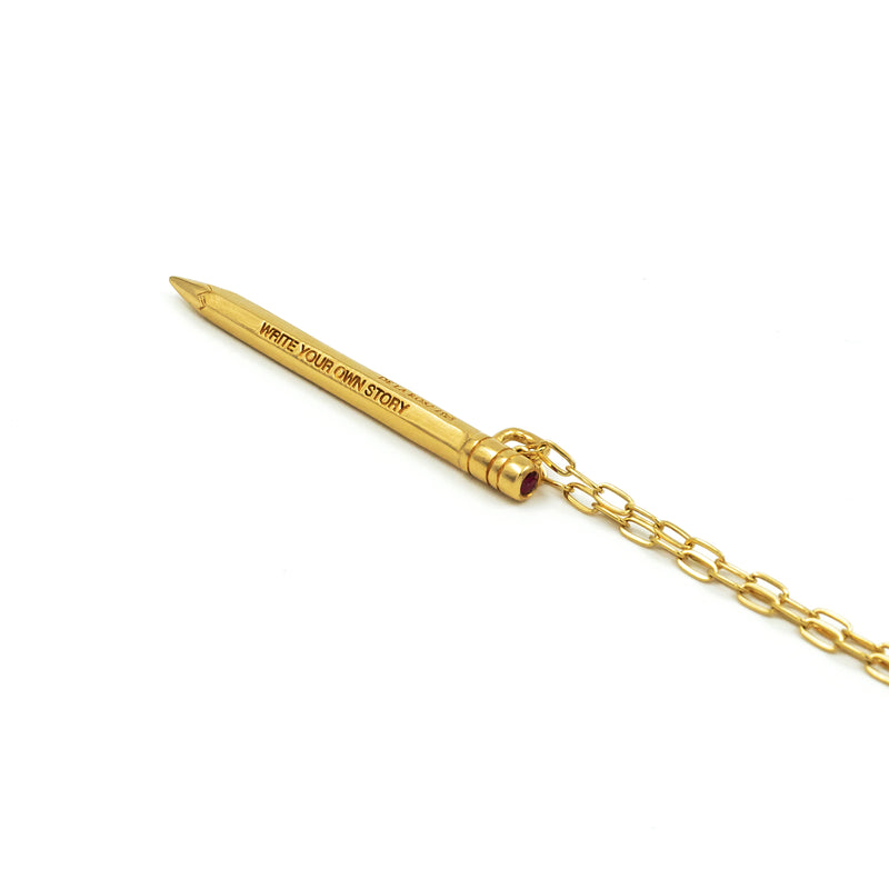 WRITE YOUR OWN STORY GOLD PENCIL PENDANT - DE LA ROSA TULUM