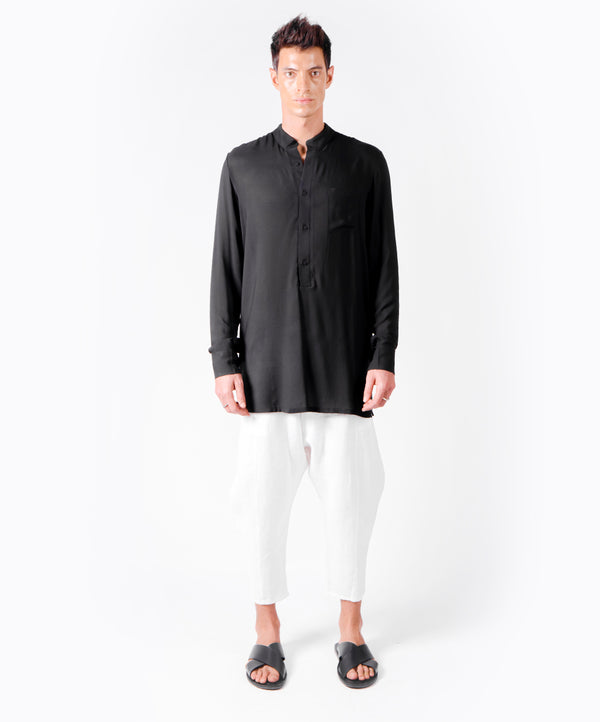 SHHHIRT BLACK VISCOSE SHIRT - DE LA ROSA TULUM