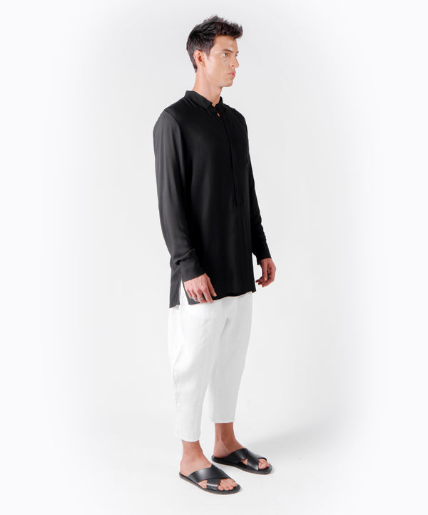 SHHHIRT BLACK VISCOSE SHIRT - DE LA ROSA TULUM