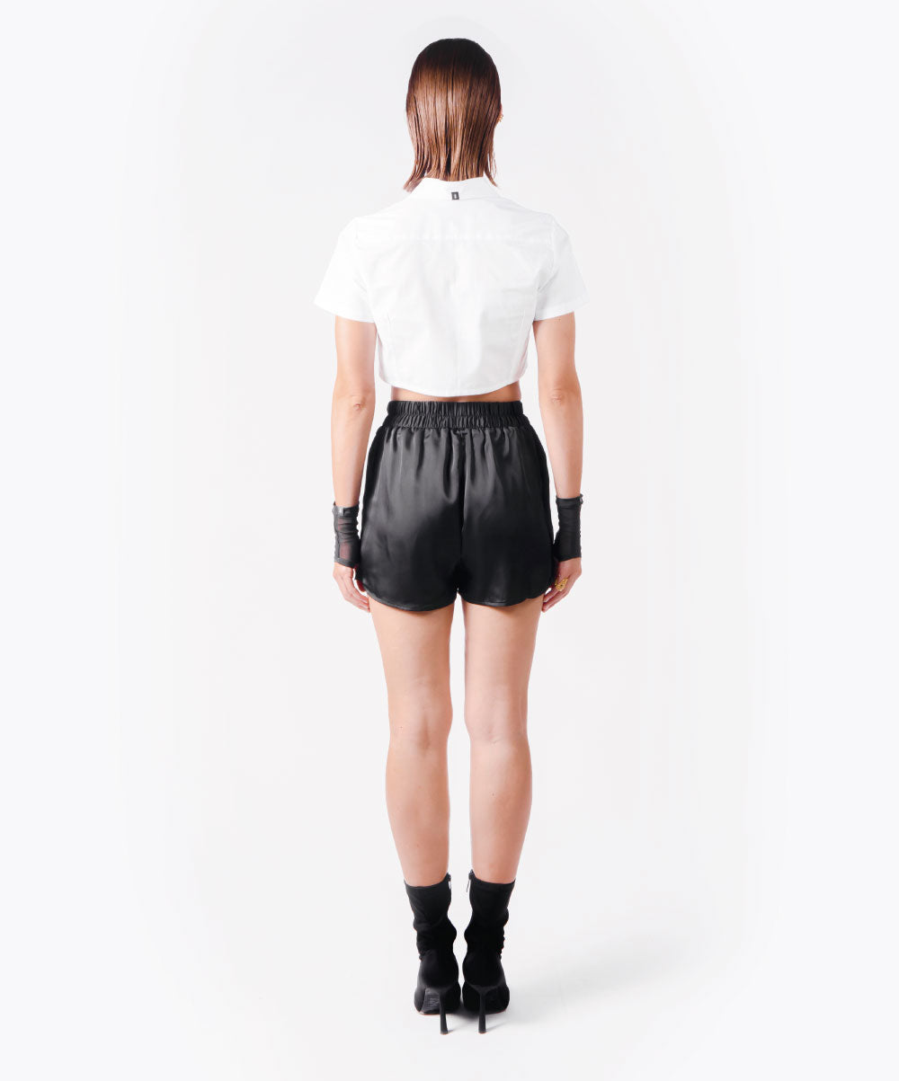 MAGNET CROPPED WHITE SHIRT - DE LA ROSA TULUM