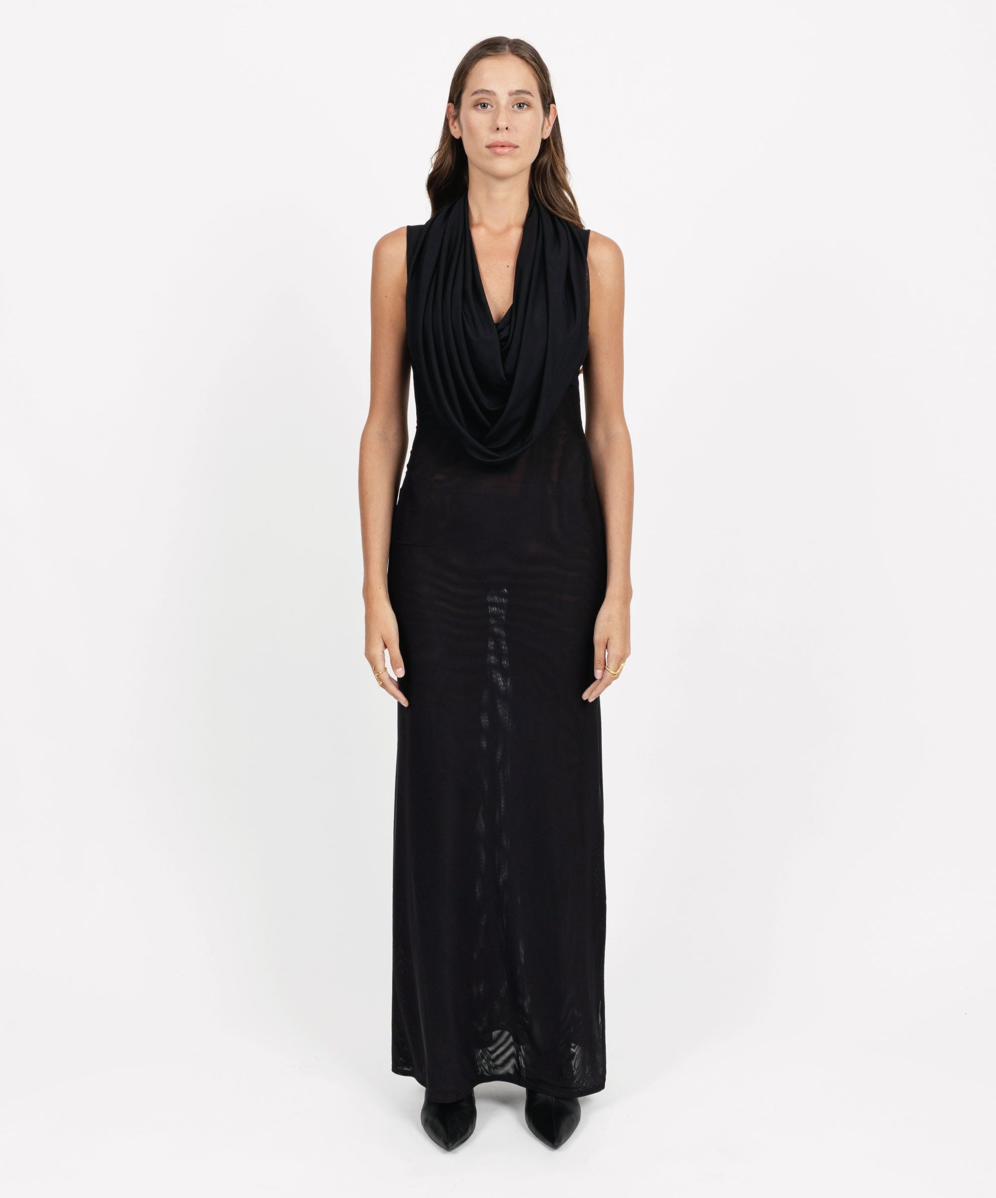 AHEAD SLEEVELESS HOODED DRESS - DE LA ROSA TULUM