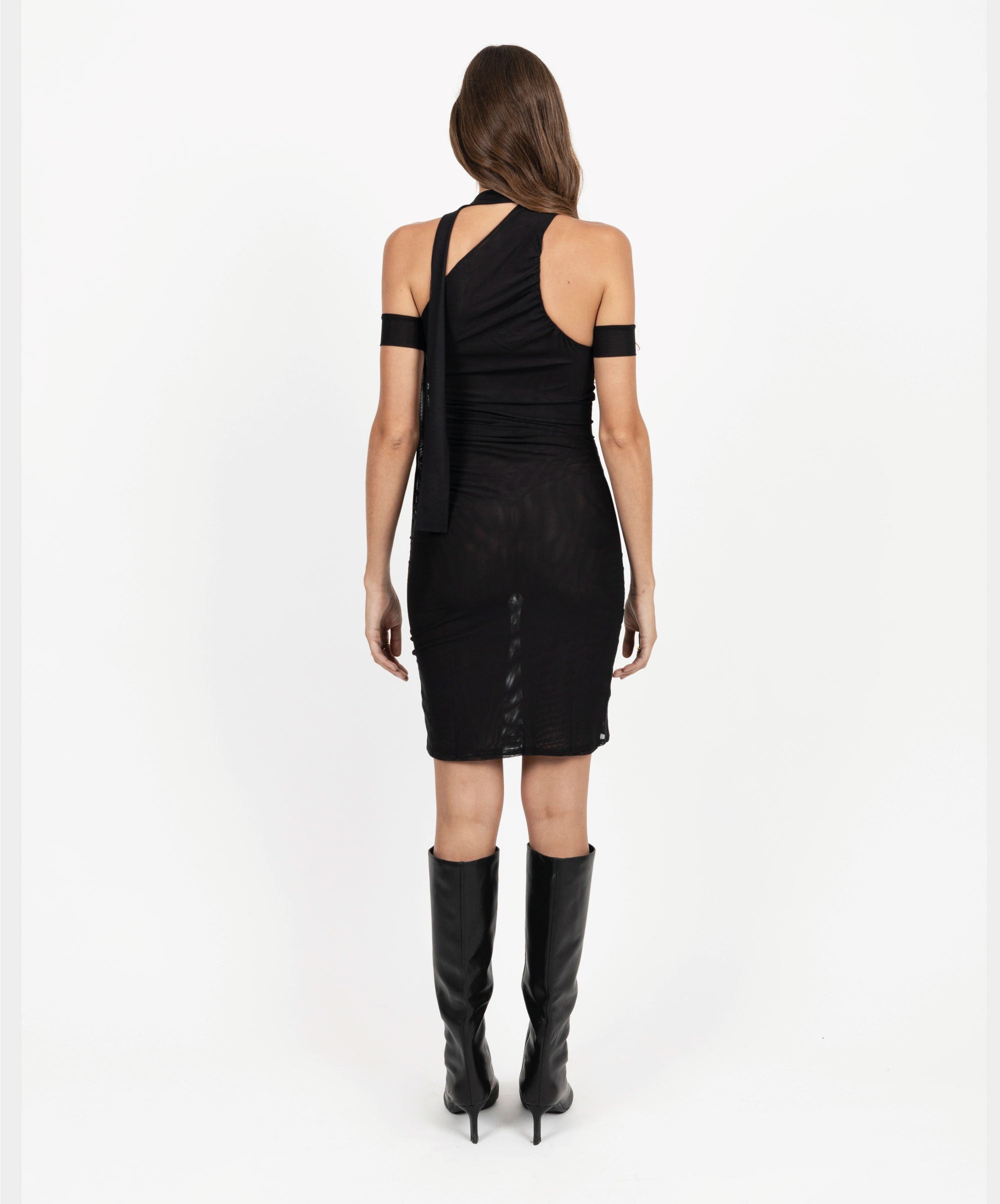 MIDNIGHT DRAPED SHORT DRESS - DE LA ROSA TULUM