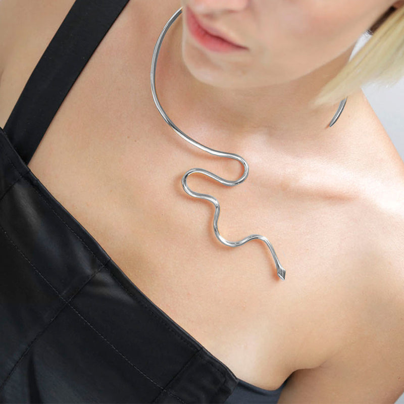 SLITHER SNAKE SILVER CHOKER - DE LA ROSA TULUM