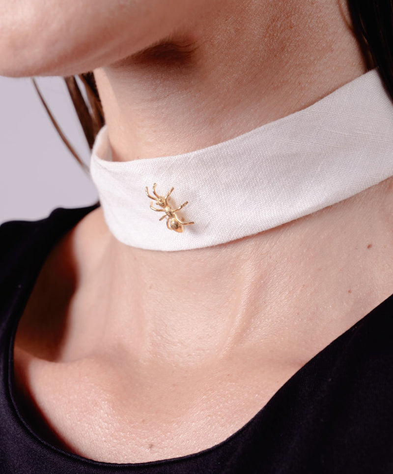 LINEN WHITE CHOKER - DE LA ROSA TULUM