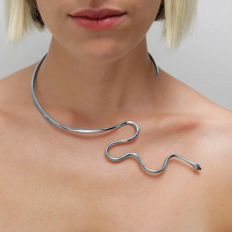 SLITHER SNAKE SILVER CHOKER - DE LA ROSA TULUM