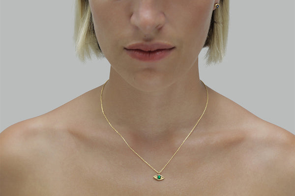 EYE PROTECT YOU GOLD PENDANT EMERALD - DE LA ROSA TULUM