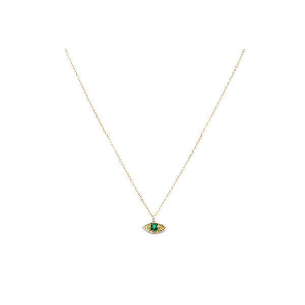 EYE PROTECT YOU GOLD PENDANT EMERALD - DE LA ROSA TULUM